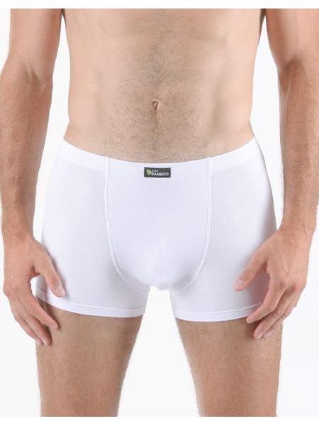 Pánské boxerky kratší nohavička, šité, jednobarevné Eco Bamboo 73125 - bílá
