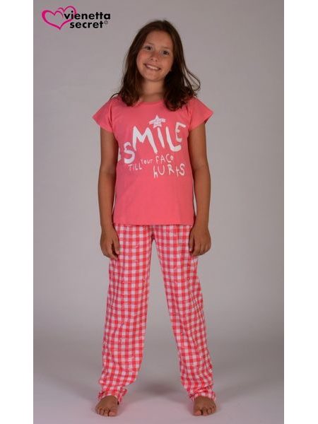 Dětské pyžamové kalhoty VIENETTA Tereza - jahodová