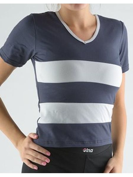 Dámské tričko s krátkým rukávem, krátký rukáv, šité 98020P - tm.popel šedobílá