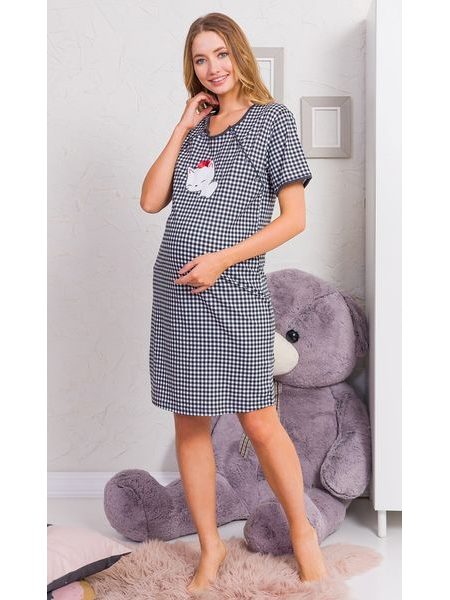 Dámská noční košile mateřská Koťátko - tmavě šedá