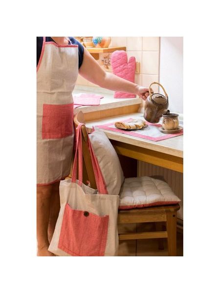 Chňapka s magnetem a podložkou z recyklované bavlny,18x32+18x25 cm, červená