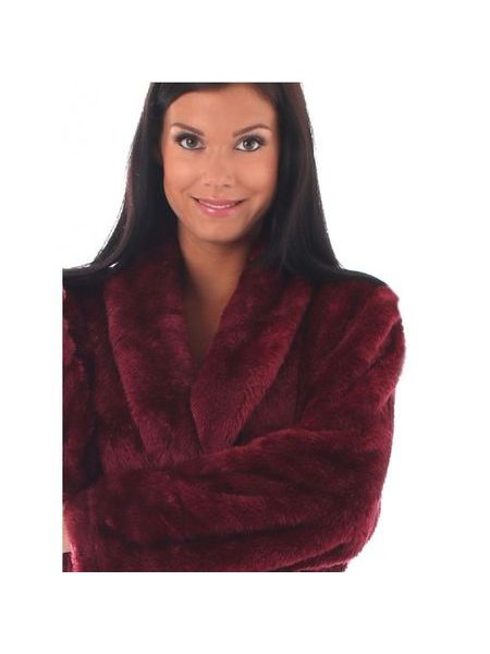 Dámský dlouhý hřejivý župan se šálovým límcem LILLY EXTRA vínová