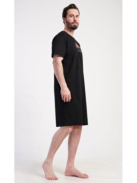 Pánská noční košile s krátkým rukávem Legend - černá