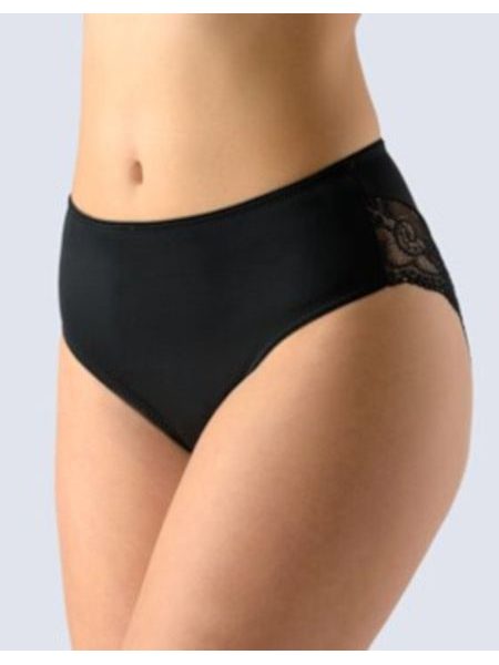 Dámské kalhotky klasické vyšší bok, šité, s krajkou, La Femme 2 10205P - černá