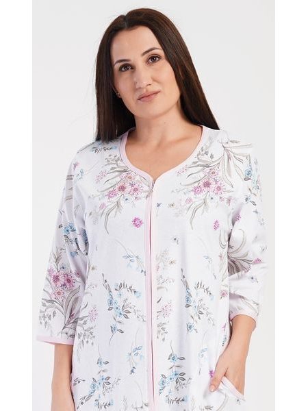 Dámské domácí šaty s tříčtvrtečním rukávem Margot - bílá