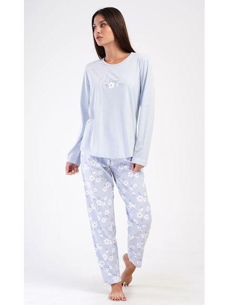 Dámské pyžamo dlouhé Nature lover - světle modrá