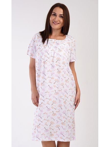 Dámská noční košile s krátkým rukávem Tulipány - fialová