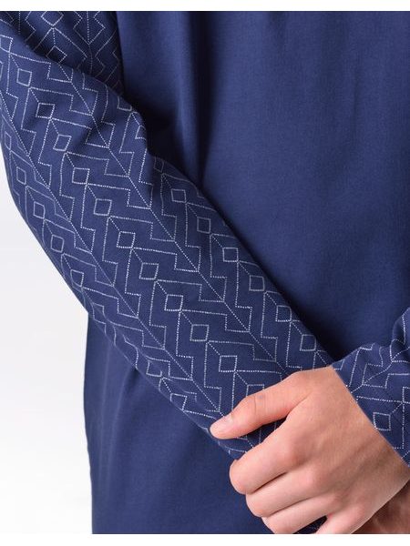 Pánská košile noční dlouhý rukáv, šité, s potiskem 79203 - lékořice bílá