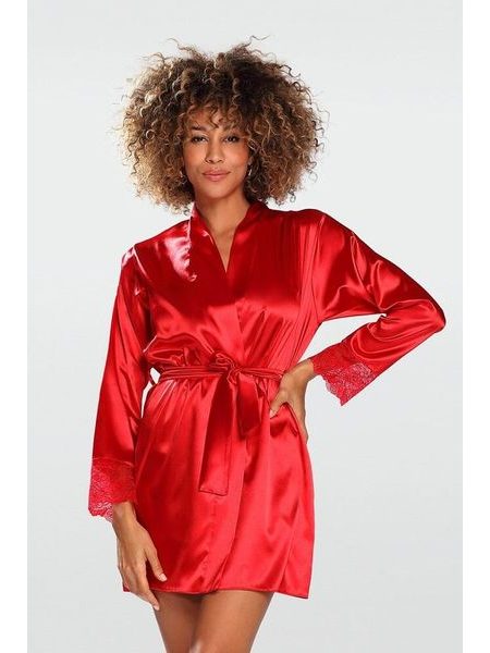 Saténový župan Hazel červený