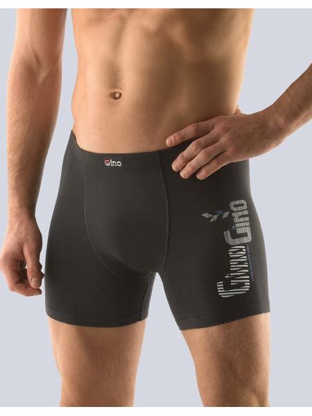 Pánské boxerky s delší nohavičkou, delší nohavička, šité, s potiskem 74083P - černá dunaj