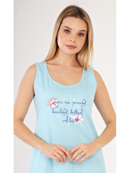 Dámská noční košile na ramínka Ellie - světle modrá