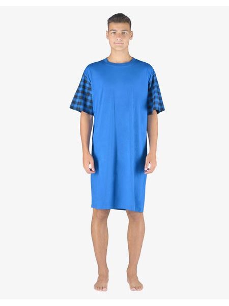 Pánské košile noční pánská krátký rukáv, šité, s potiskem Pyžama 2023 79162P - atlantic tm.popel