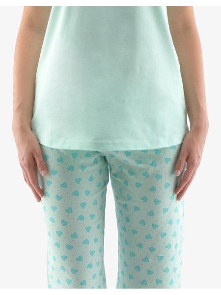 Dámské 3/4 pyžamo s potiskem 19140P - aqua, akvamarín