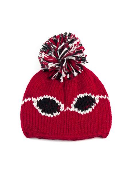 Čepice s obrázkem a bambulí červená