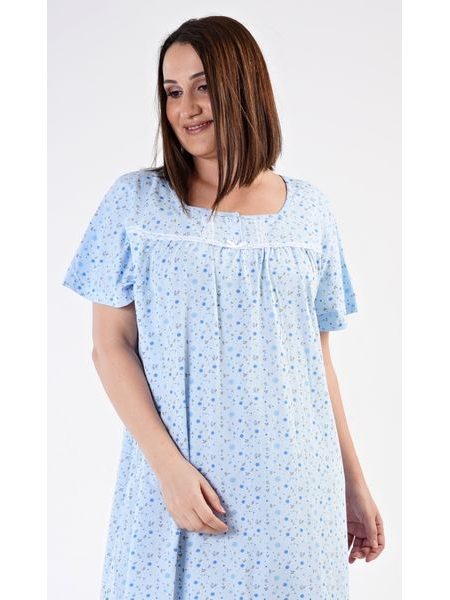 Dámská noční košile s krátkým rukávem Daniela - světle modrá