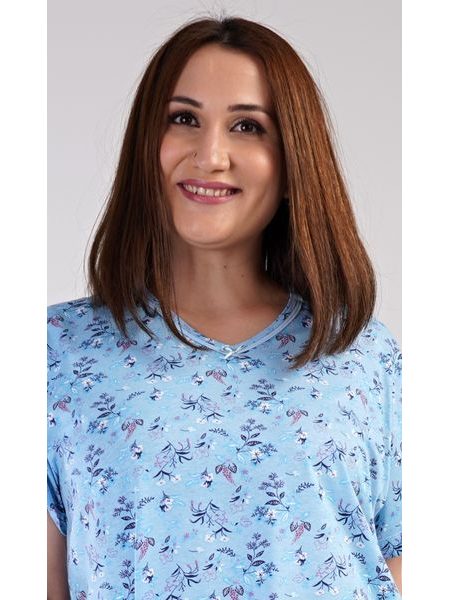 Dámská noční košile s krátkým rukávem Bára - světle modrá