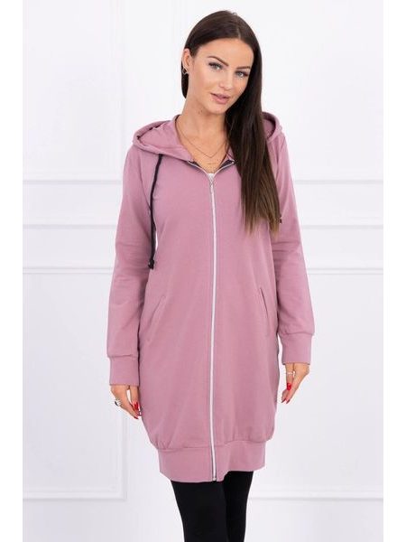 Mikinové šaty s kapucí, tmavě růžová