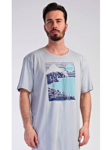 Pánská noční košile s krátkým rukávem Wander - šedá