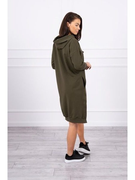 Mikinové šaty s kapucí, khaki