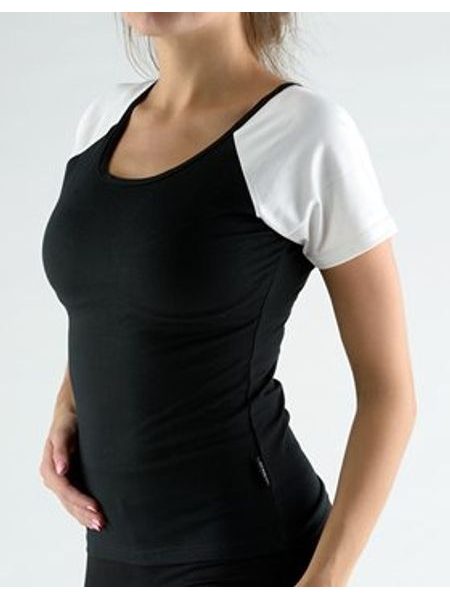 Dámské tričko s krátkým rukávem, krátký rukáv, šité 98002P - černá bílá