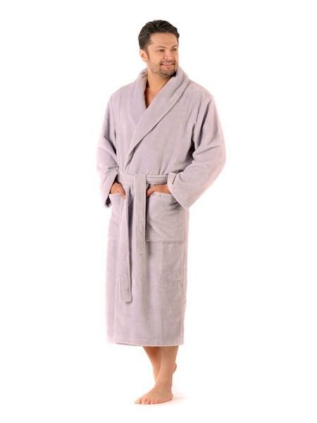 Unisex dlouhý savý župan se šálovým límcem TAMPA šedá