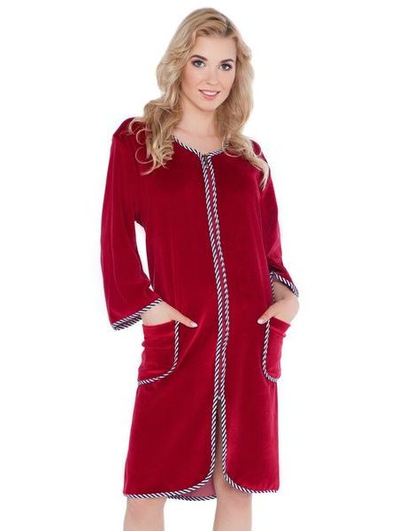 Velurový dámský župan Radana vínový