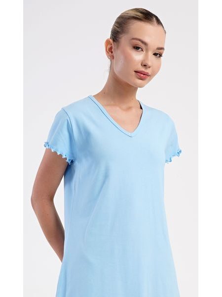 Dámská noční košile s krátkým rukávem Sandra - světle modrá