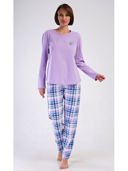 Dámské pyžamo dlouhé Happiness - fialová