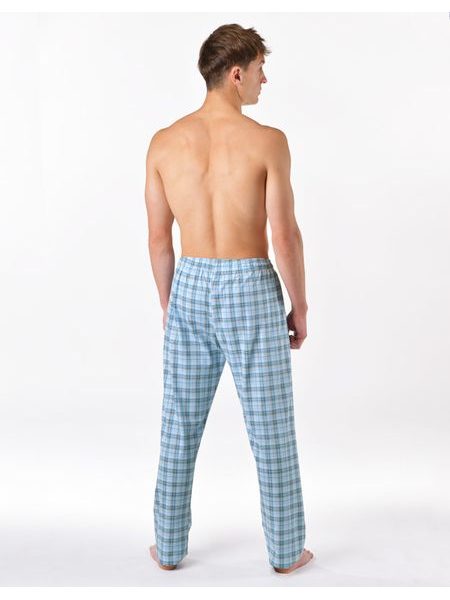 Pánské kalhoty dlouhé pyžamové, šité, klasické, s potiskem 79197 - pomnenková bílá