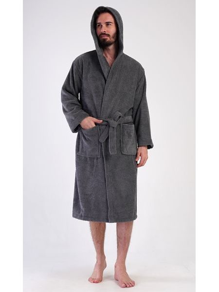 Pánský župan s kapucí Alex - antracitová