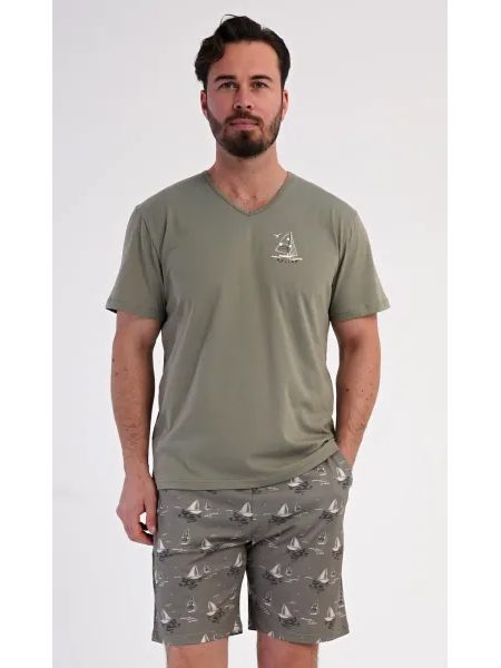Pánské pyžamo šortky Adrien - khaki