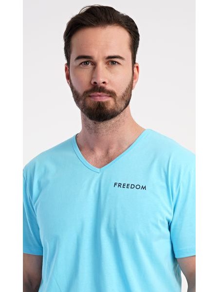 Pánské pyžamo šortky Freedom - azurová