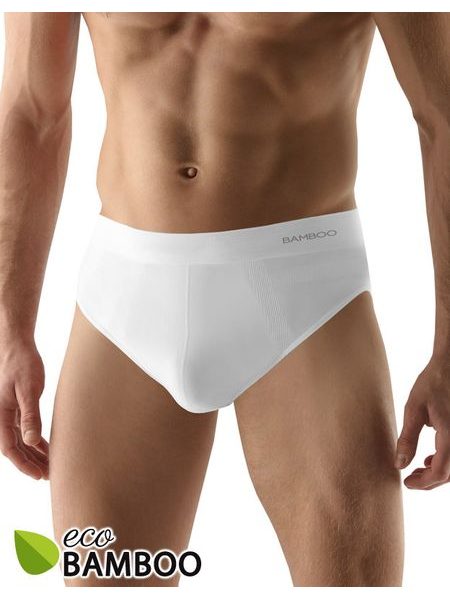 Pánské slipy se širším bokem bezešvé Eco Bamboo 51004P - bílá