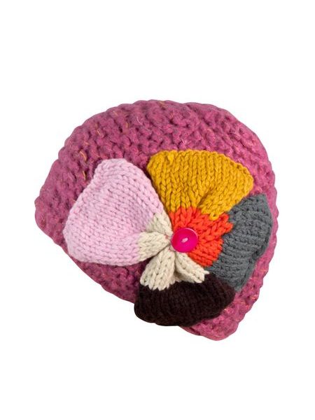 Veselá růžová čepice s velkým květem