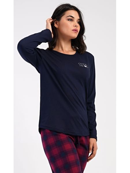 Dámské pyžamo dlouhé Emma - tmavě modrá