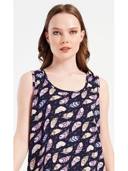 Dámská noční košile na ramínka Peříčka - tmavě modrá