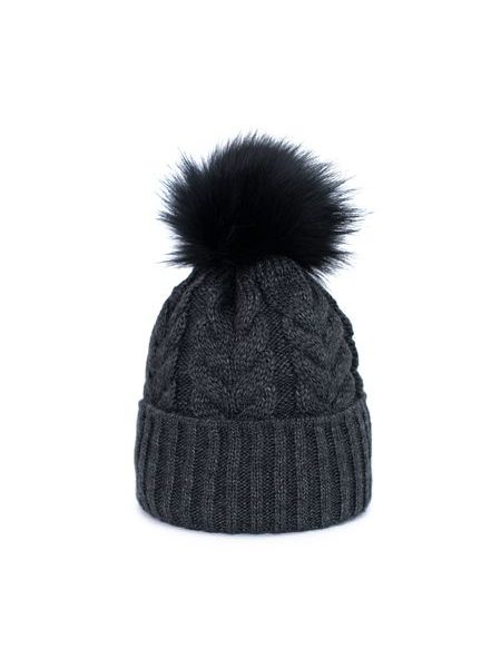 Čepice s bambulí tmavě šedá