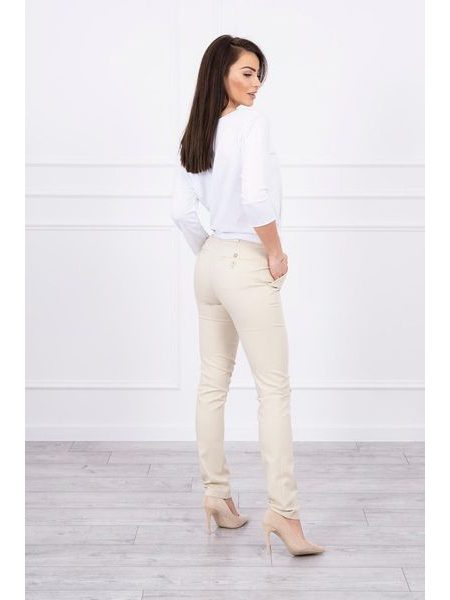 Elegantní kalhoty s manžetou, béžová