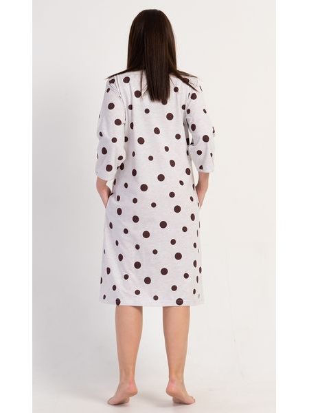 Dámské domácí šaty s tříčtvrtečním rukávem Puntík - světle šedá