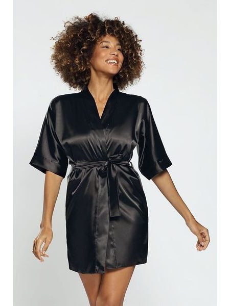 Saténový župan 90 černý