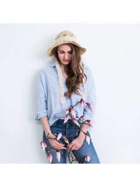 Ažurový klobouk na léto - světle béžový