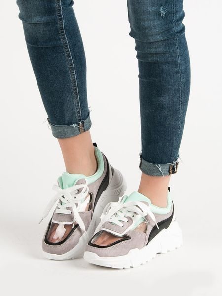 Transparentní sneakersy na platformě šedé
