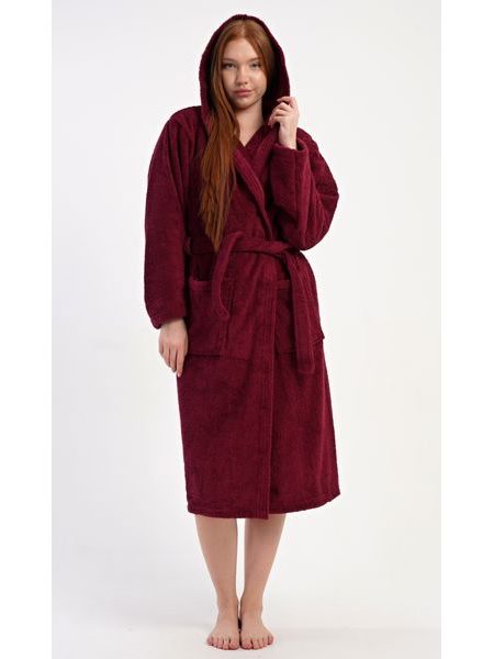 Dámský župan dlouhý s kapucí Julie - vínová