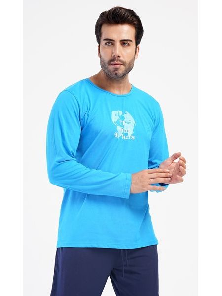 Pánské pyžamo dlouhé Matěj - modrá