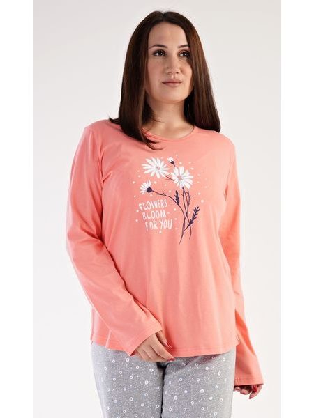 Dámské pyžamo dlouhé Silvie - meruňková