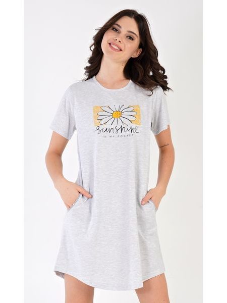 Dámské domácí šaty s krátkým rukávem Sunshine - světle šedá