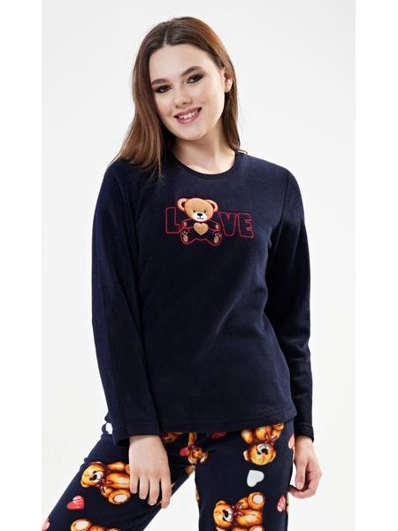 Dámské pyžamo dlouhé Love - tmavě modrá