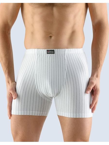 Pánské boxerky s delší nohavičkou, šité 74105P - bílá tm. šedá