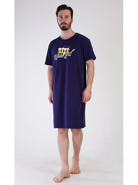 Pánská noční košile s krátkým rukávem Beer weekend - tmavě šedá