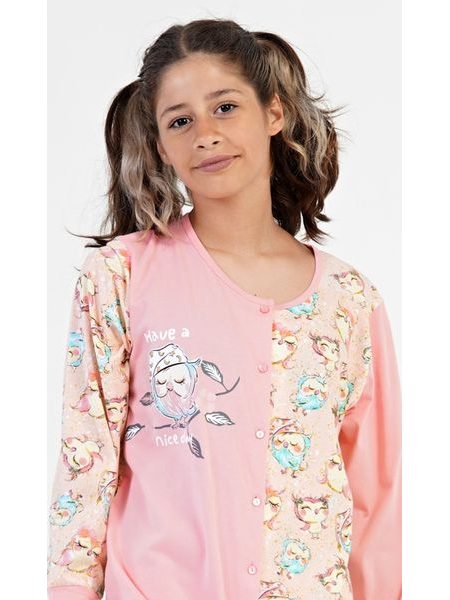 Dětský overal Sovičky - světle lososová